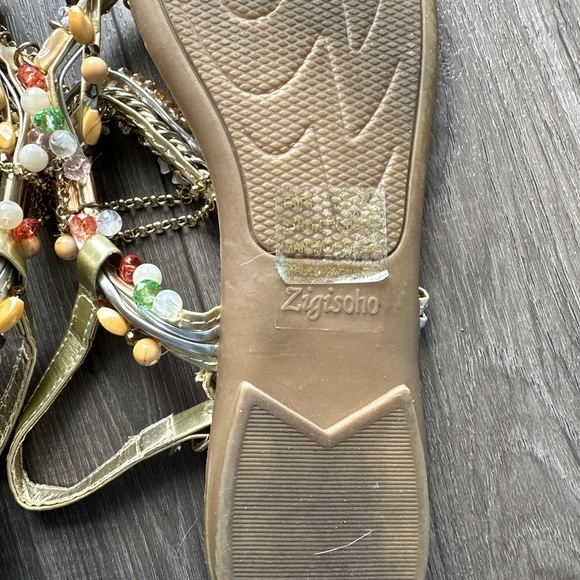 Zigisoho Gold Beaded Sandals - Picture 6 of 6